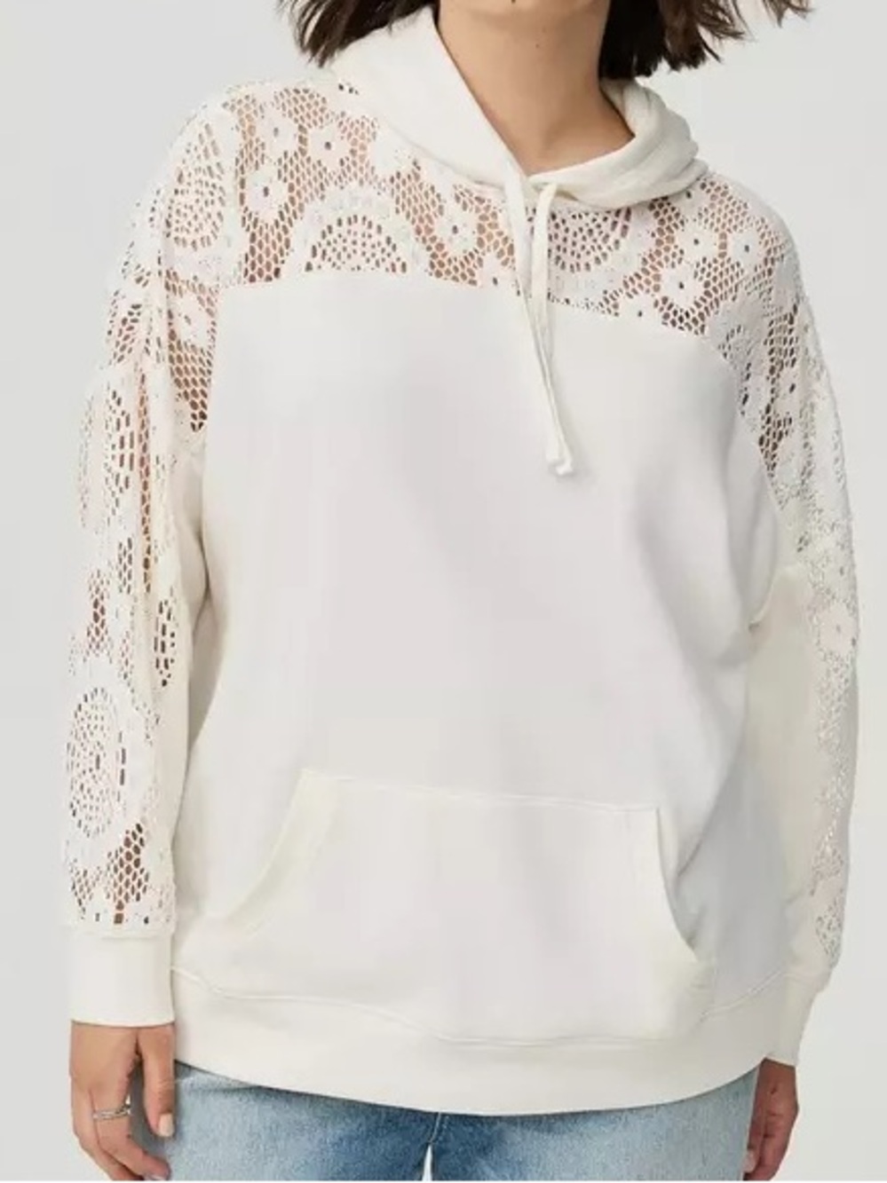torrid Lace-Panel Hoodie Sweatshirt